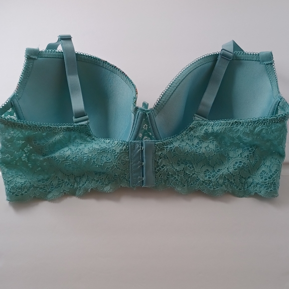 JACQUELINE SMITH BRA 38D mint red flowers lacy underwire - Picture 2 of 6